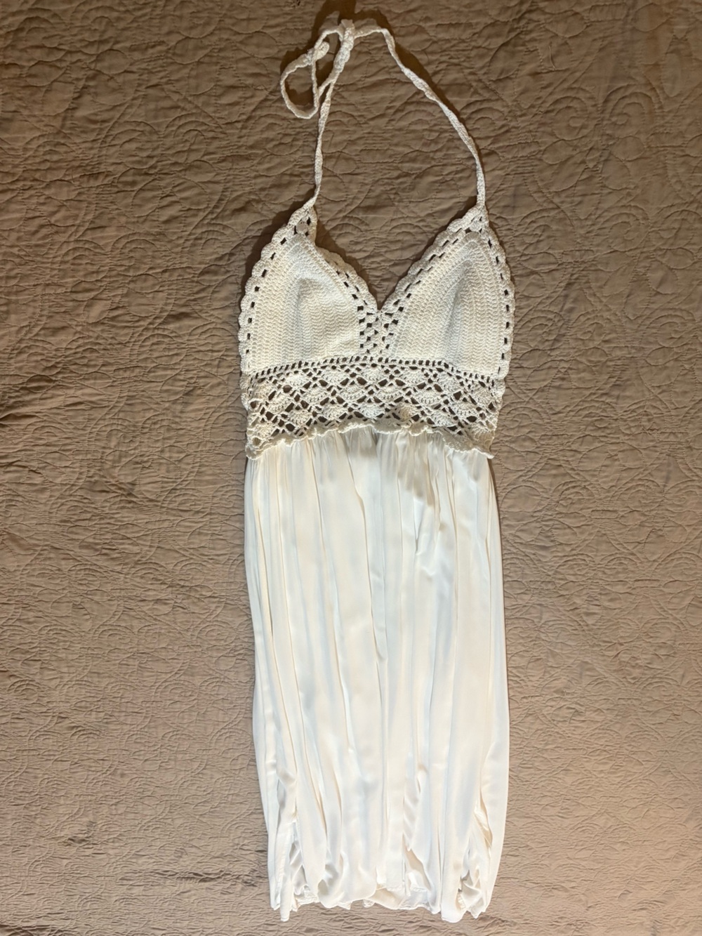 Women's Cream Crochet Trim Dress Size M